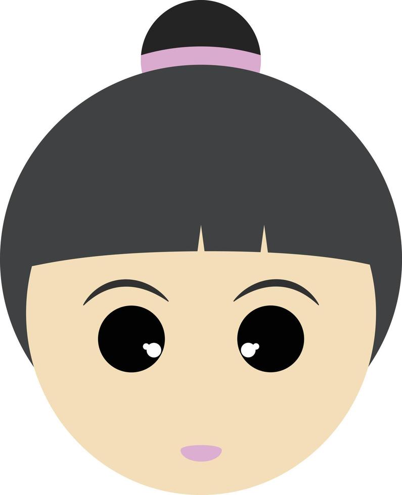 Girl head portrait icon sticker design. vector