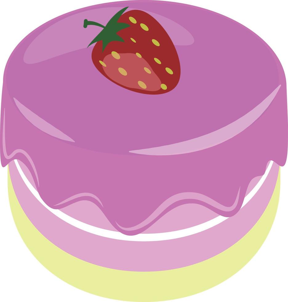 Sweet Delicious Strawberry Cake Icon Illustration Element Design. vector