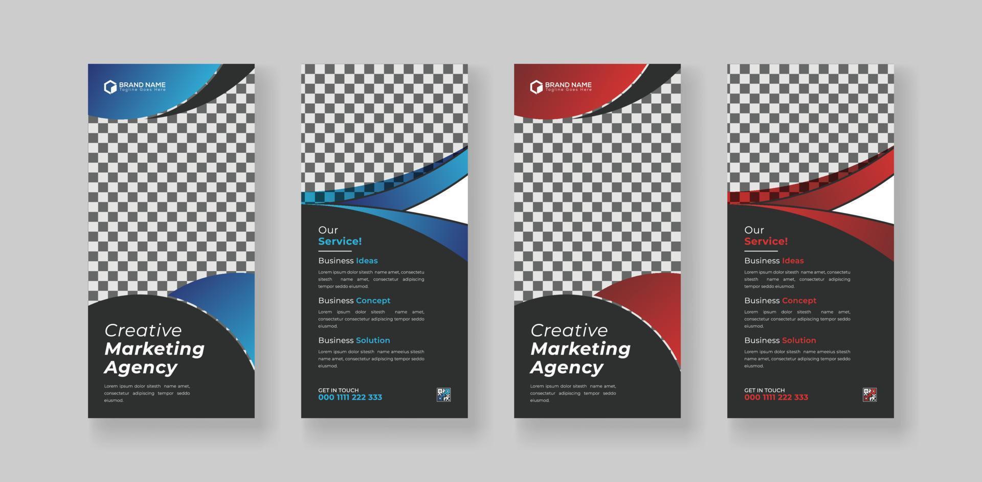 Corporate business double sided dl flyer or rack card flyer leaflet design vector