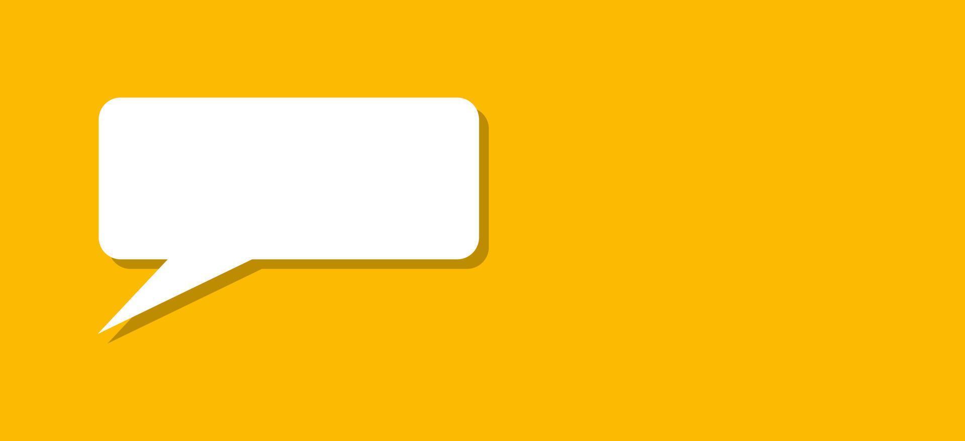 White speech bubble on yellow background. Copy space for a quote, comment, message, text. vector