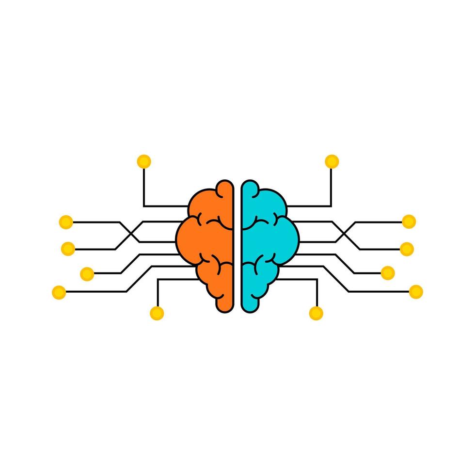 Creative and idea concept. Brain with line and yellow spot. Background or banner for design. vector