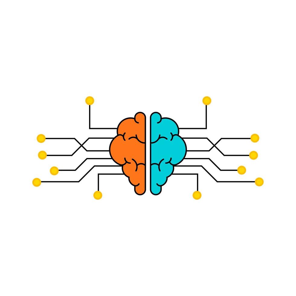 Creative and idea concept. Brain with line and yellow spot. Background or banner for design. vector