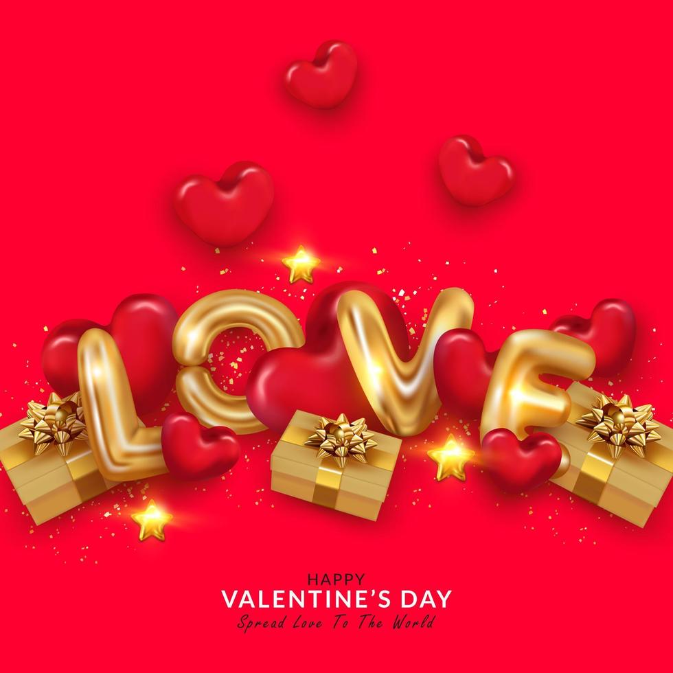 Valentine's day background with realistic festive object vector