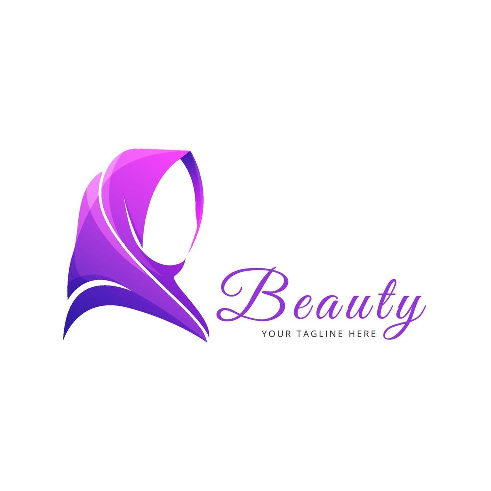 logotipo de hijab musulmán de belleza vector