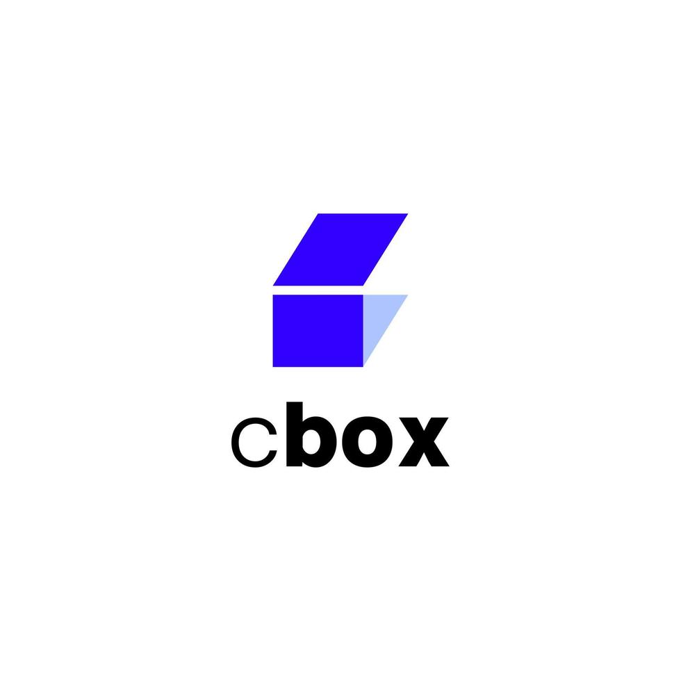 clever simple letter c box logo vector