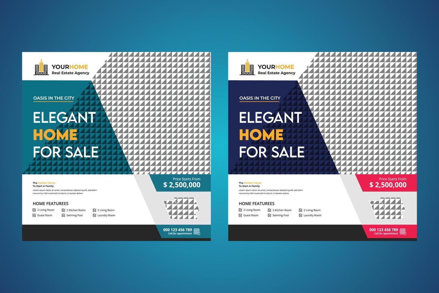 Modern Real Estate Social Media Post Template Design vector