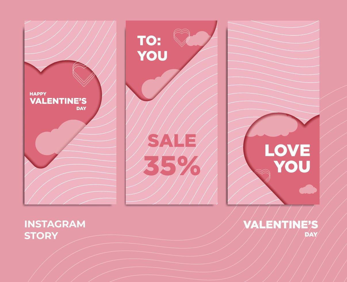 vector de diseño de tema de san valentín para publicación de historia de instagram