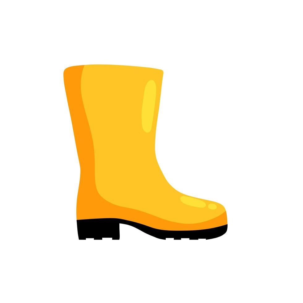 Rubber yellow boot. Waterproof rain shoes vector