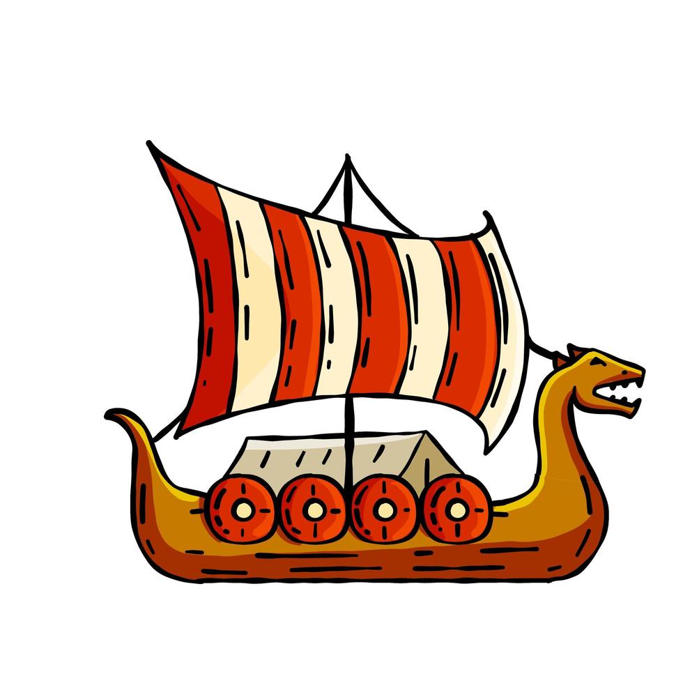 Drakkar Viking ship. vector