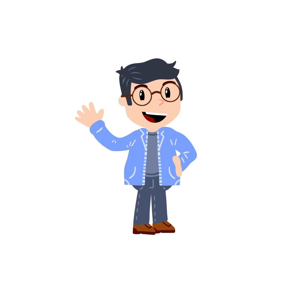 Little boy with glasses. Happy smart child vector