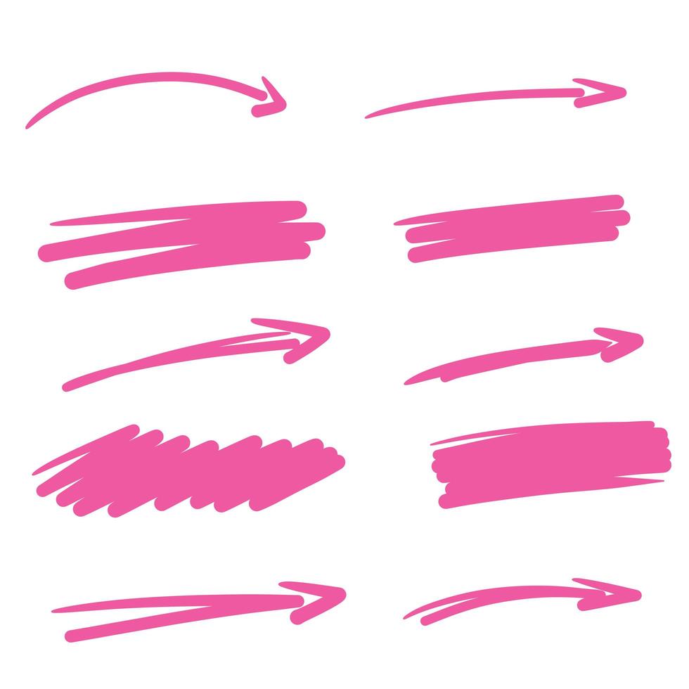 Pink arrow. Abstract rectangular shape. Strokes and smearing for background vector