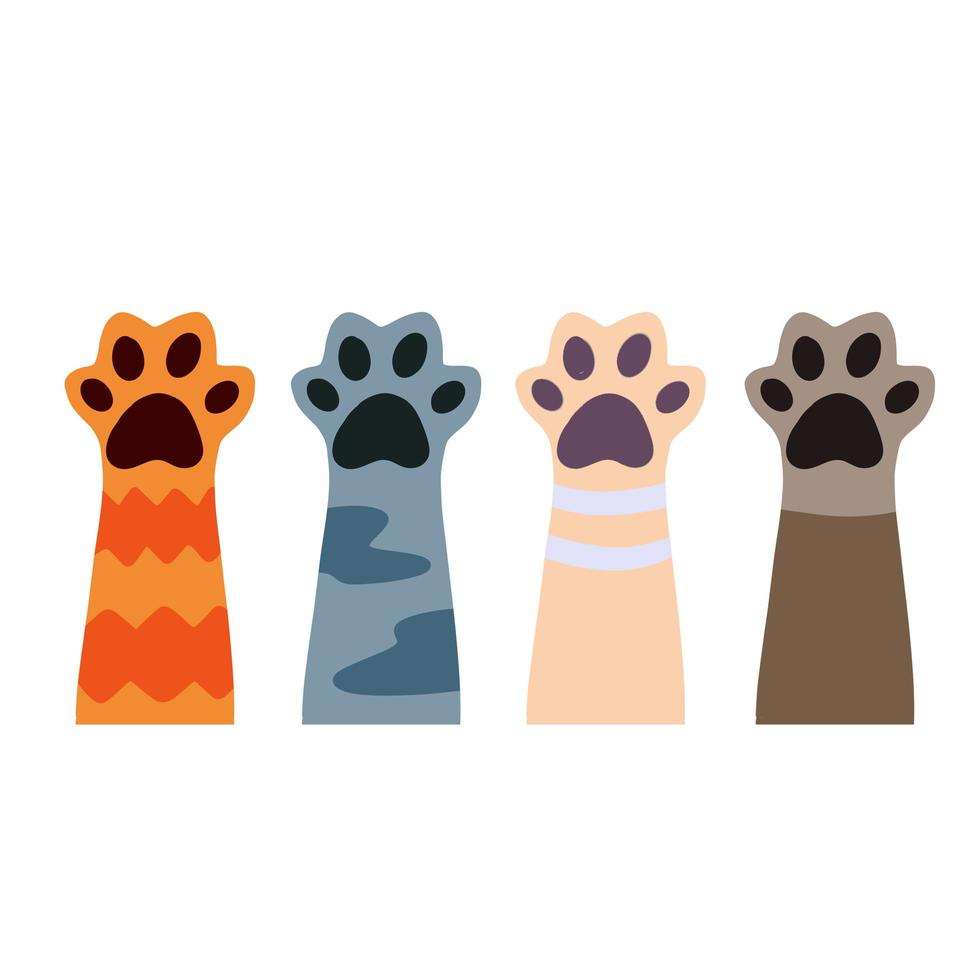 Set of different paw. vector