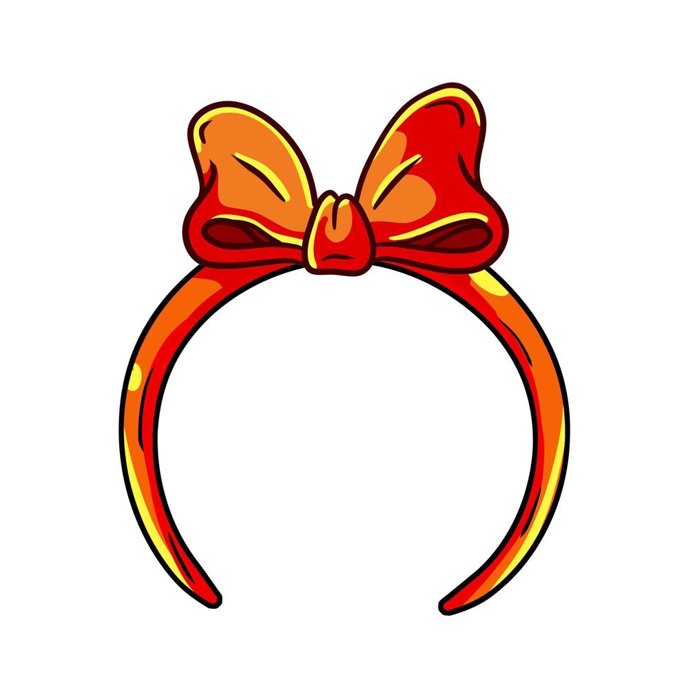 Headband with red bow. Woman Headdress for hair. vector