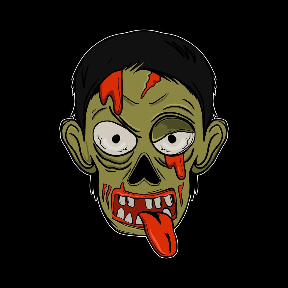 icono de zombie de cabeza de ilustración de halloween vector