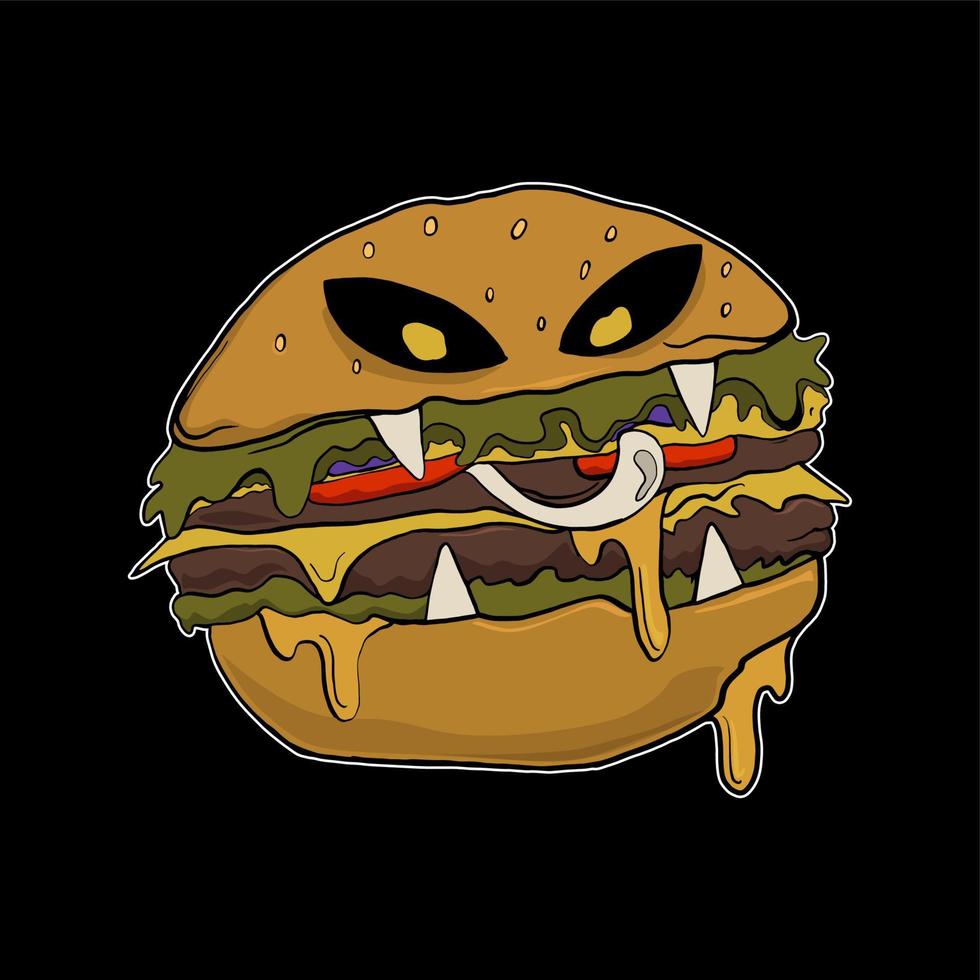 halloween illustration burger icon vector