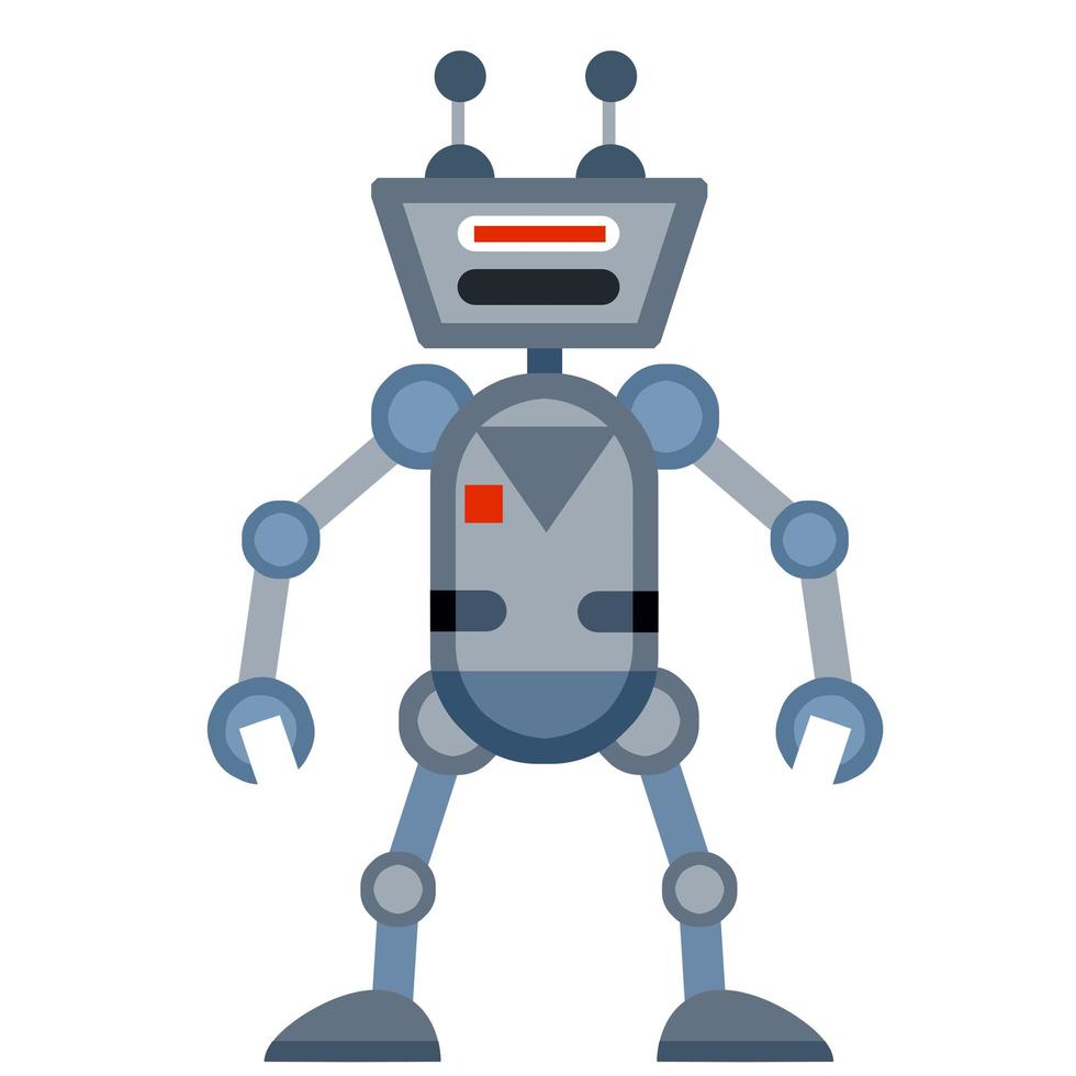 Funny vector robot in flat style isolated on white background