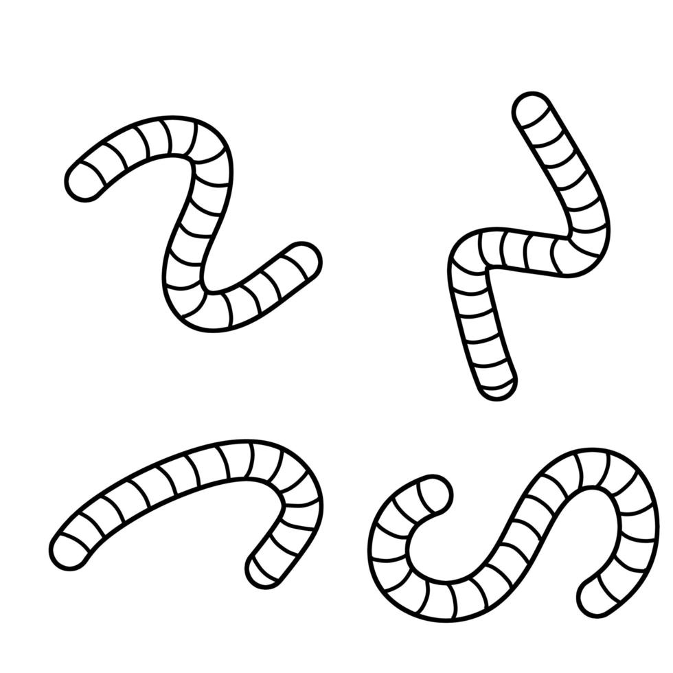 Earthworm. Insect worm set. Bait for fishing. vector