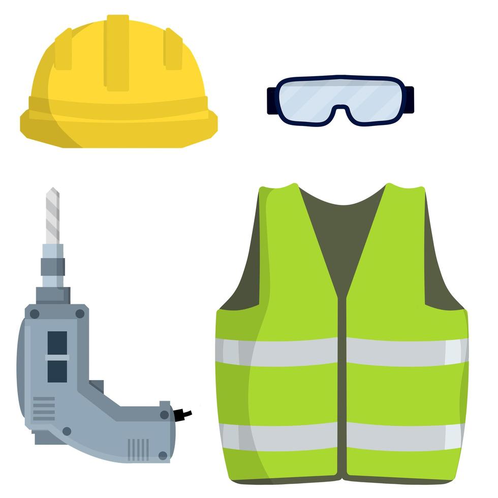 Clothing and tools the worker and Builder. Cartoon flat illustration vector