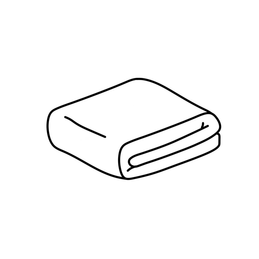 Folded towel or cloth. Stack of fabric. Line drawing. Packed neat clothes vector