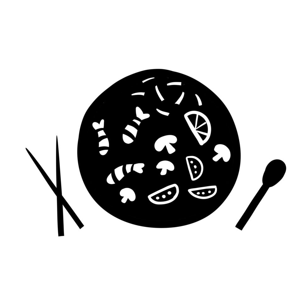 Tom yam. Sour and spicy soup vector