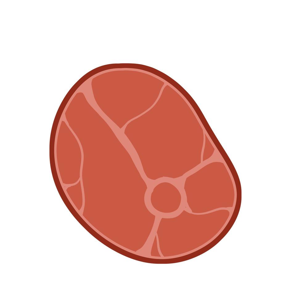 Piece of raw meat. Fresh red food with streaks and fat vector