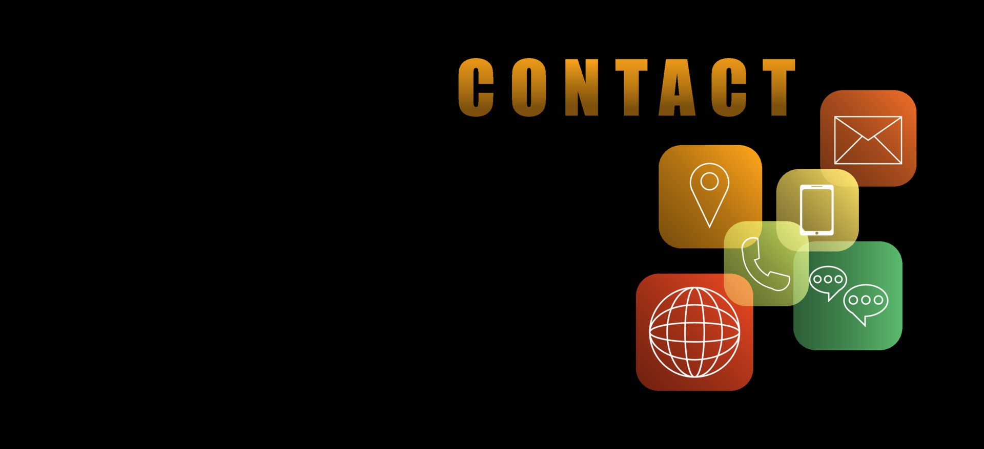 Contact us concept. Icons such as mobile phone, E-mail address, chat,  global communication on black background for presentation, web banner,  article. Business and network connection and company. 5264202 Vector Art at  Vecteezy