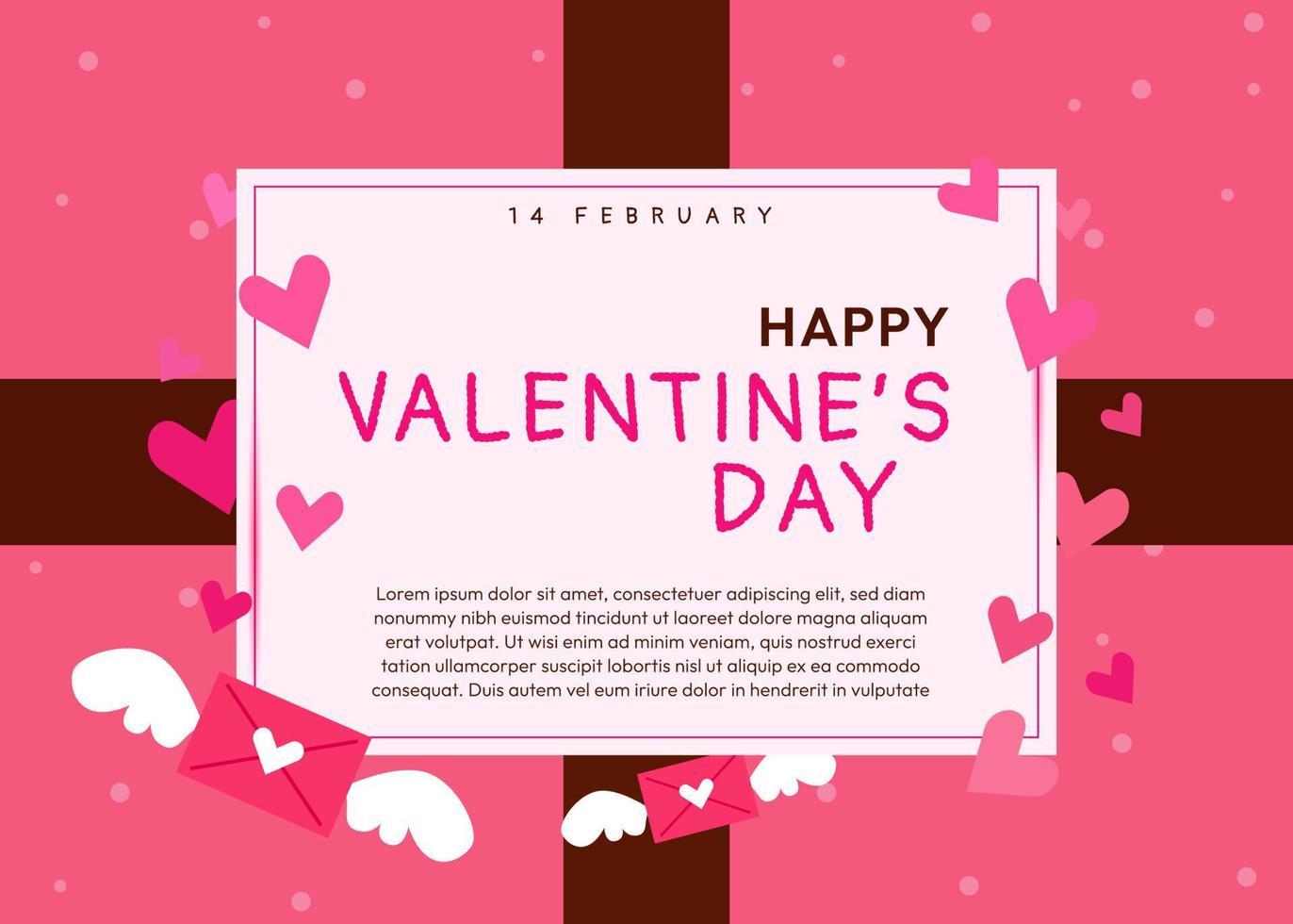 Cute Greeting Card Valentines Day Vector Background with Hearths and Love Mails Design