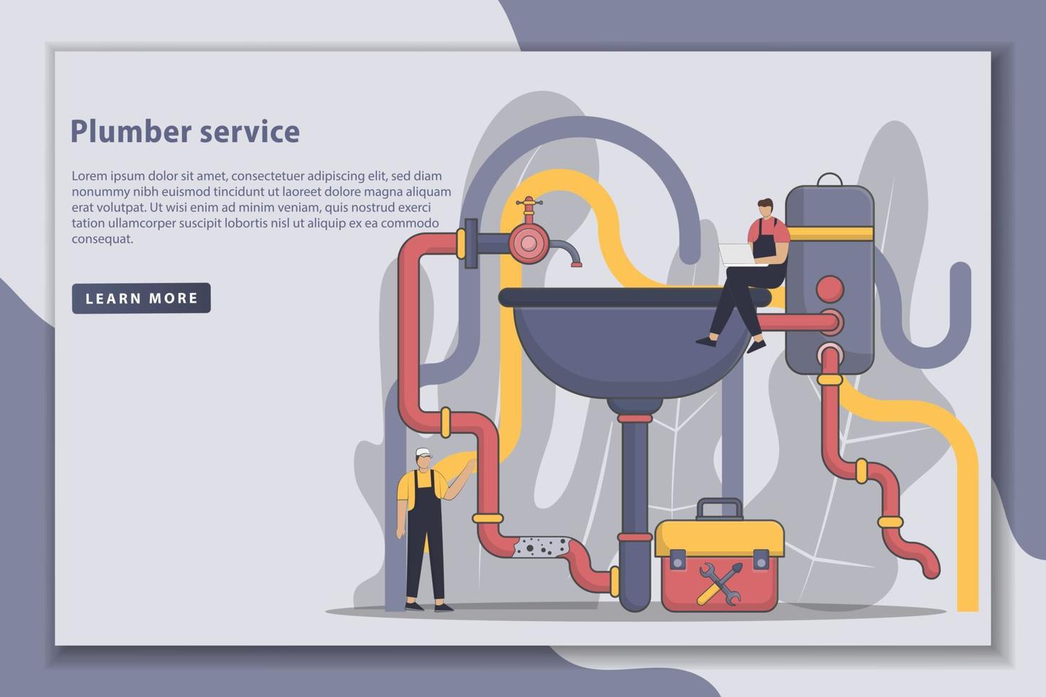 Illustration Plumber service landing page concept vector