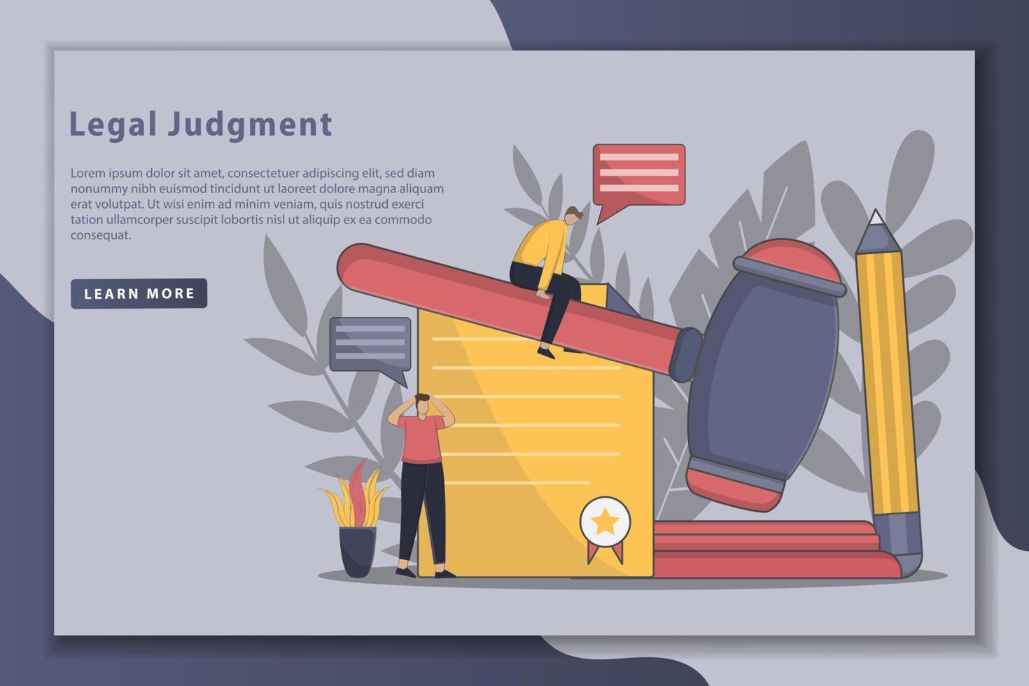 Legal judgment illustration landing page concept vector