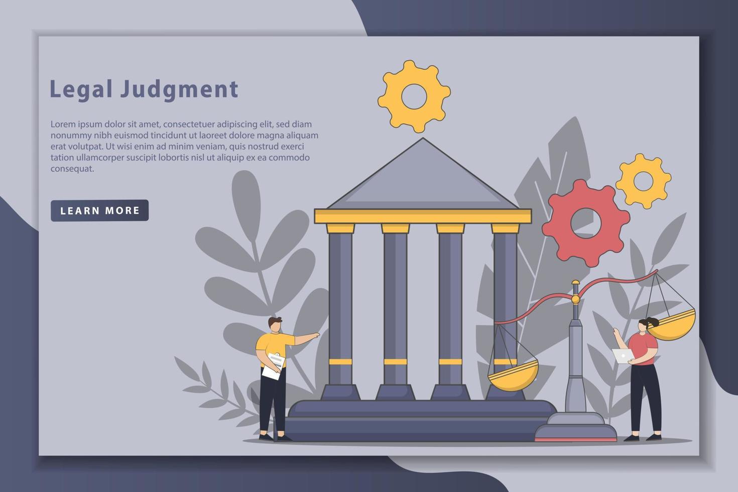 Legal judgment illustration landing page concept vector