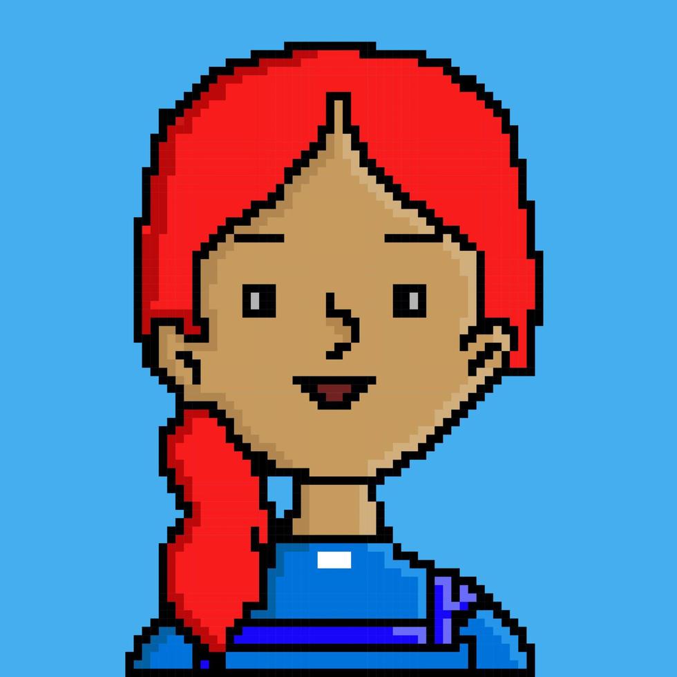 ilustración de personaje de personas de estilo pixel art vector