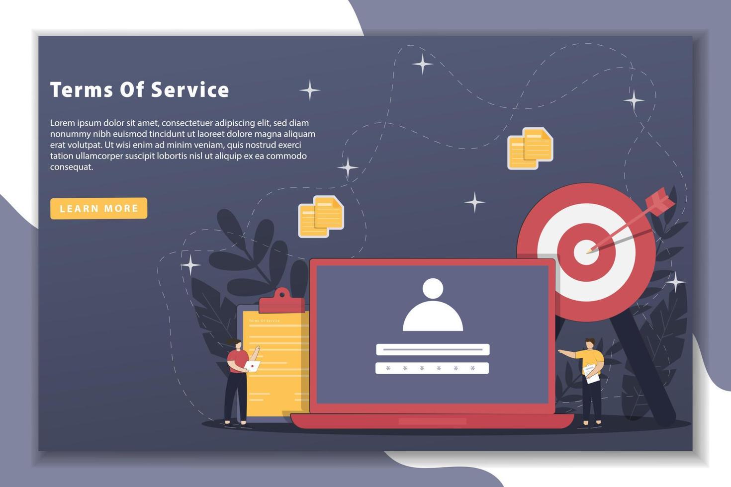 Terms of service concept with landing page vector