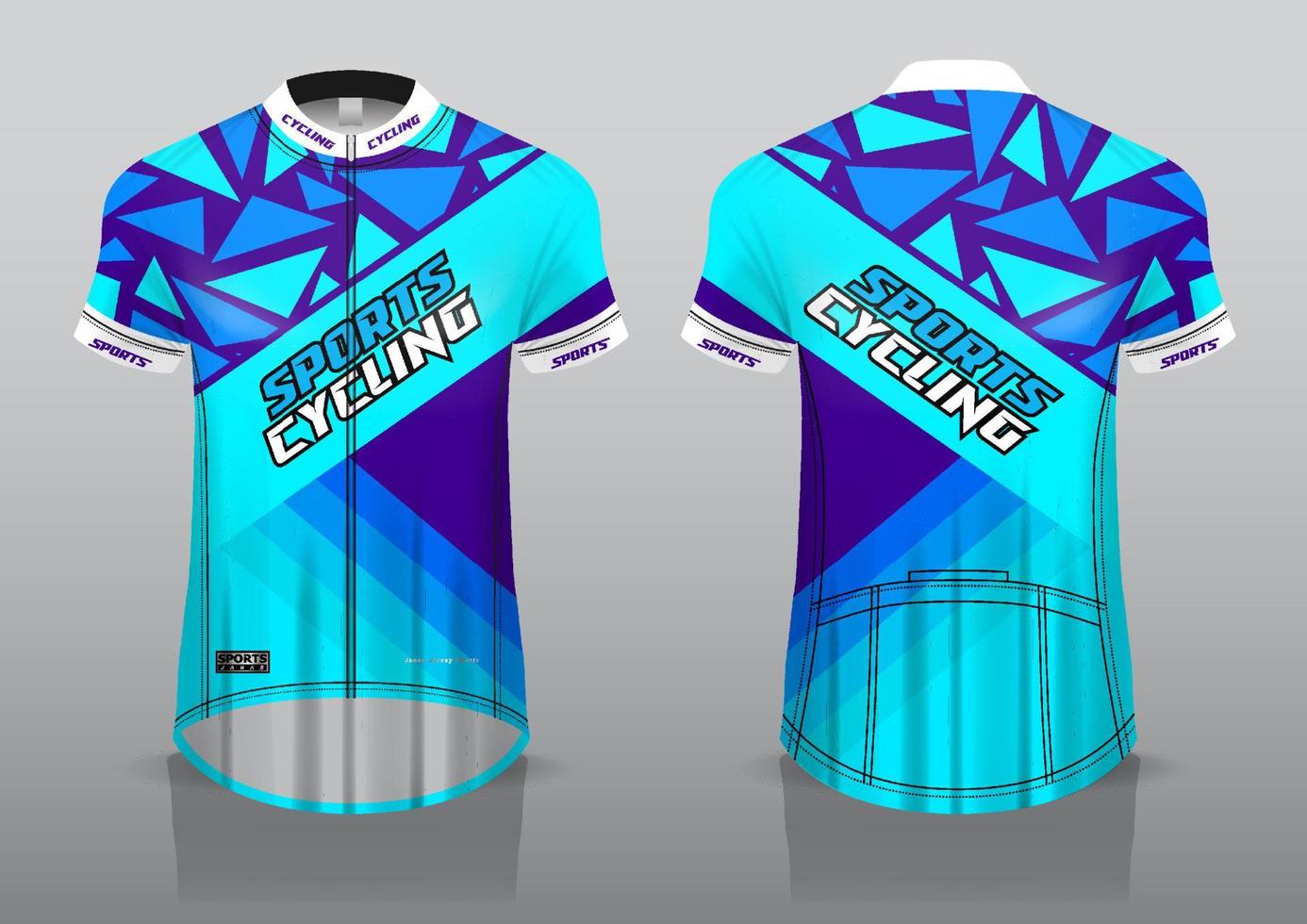 diseño de camiseta para ciclismo, vista frontal y posterior, y fácil de editar e imprimir en tela, ropa deportiva para equipos ciclistas vector