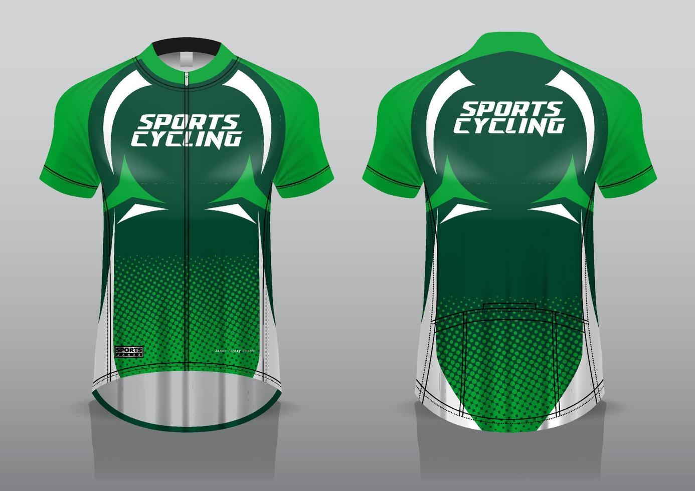 diseño de camiseta para ciclismo, vista frontal y posterior, uniforme elegante y fácil de editar e imprimir, uniforme del equipo de ciclismo vector