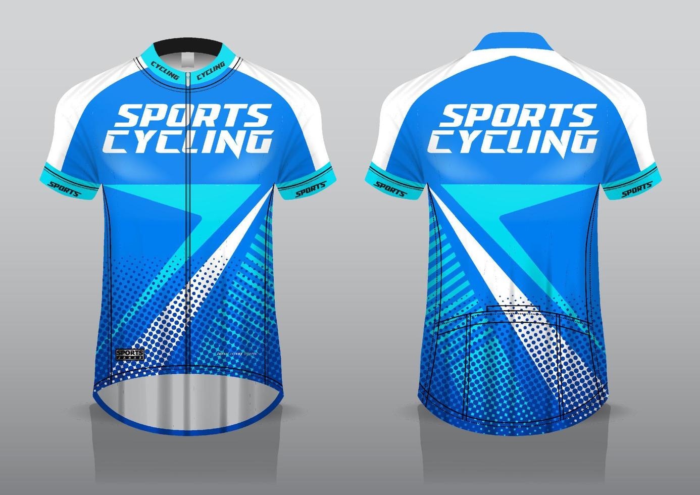 diseño de camiseta para ciclismo, vista frontal y posterior, y fácil de editar e imprimir en tela, ropa deportiva para equipos ciclistas vector