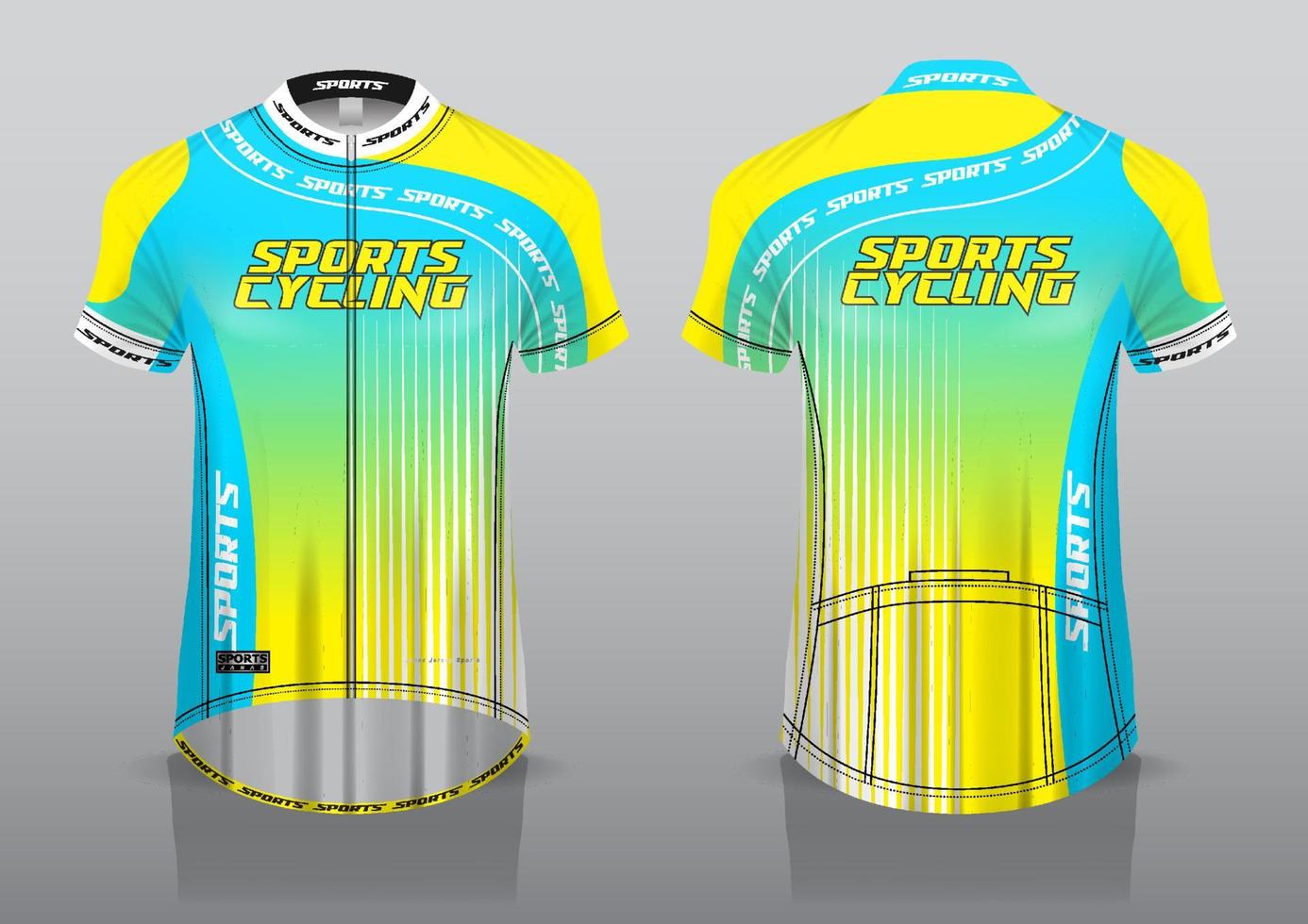 diseño de plantilla de ciclismo jersey vista frontal y posterior del uniforme de camiseta vector