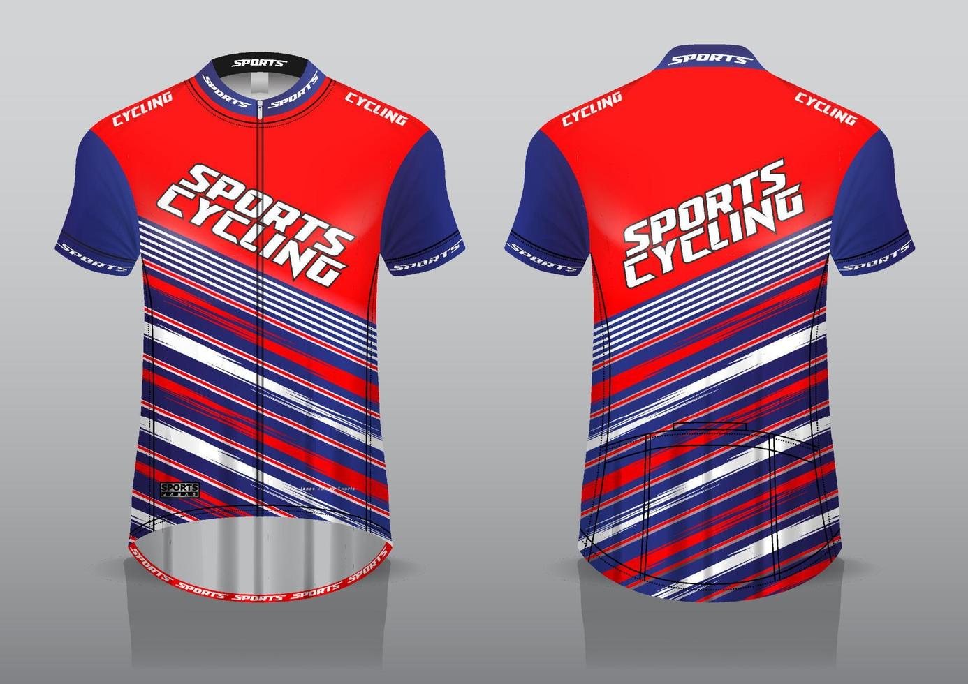 diseño de plantilla de ciclismo jersey vista frontal y posterior del uniforme de camiseta vector
