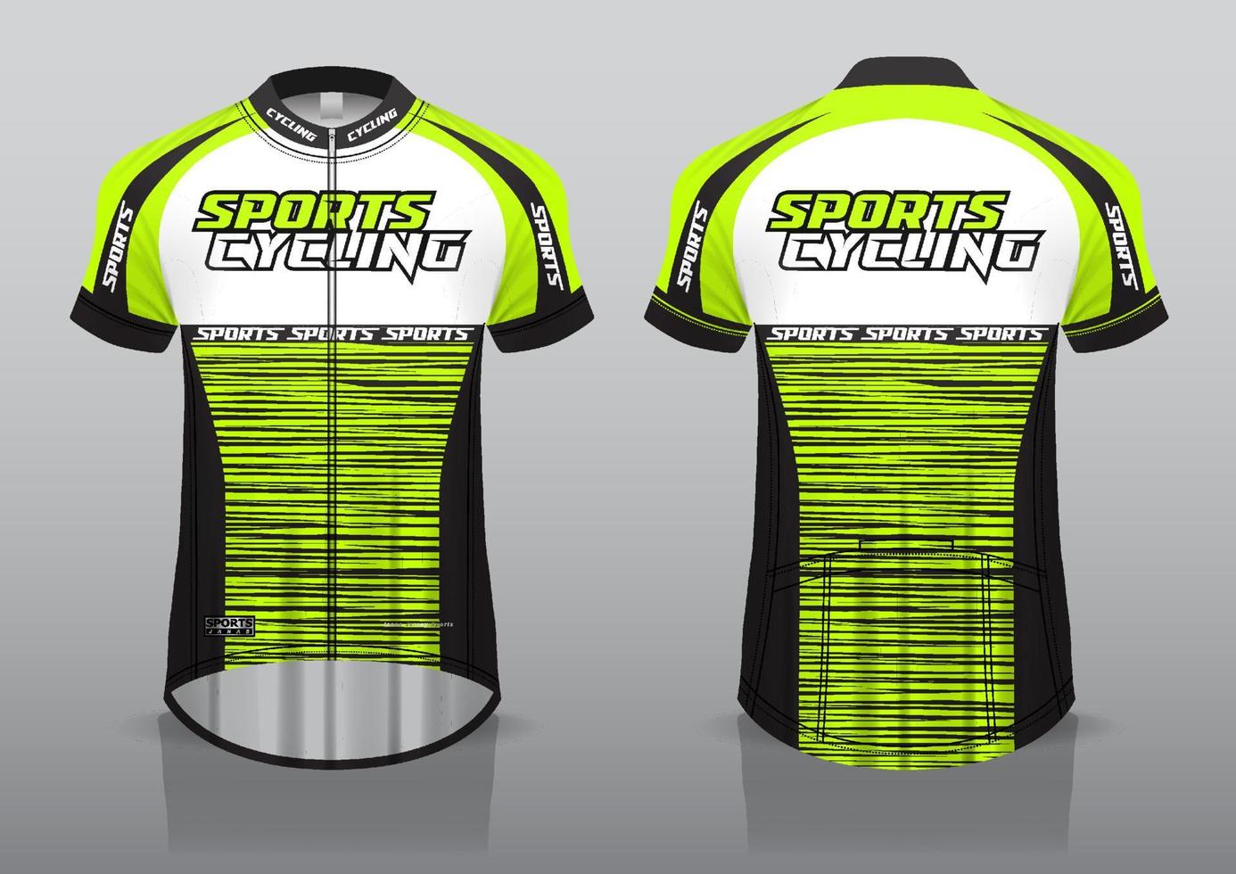 diseño de camiseta para ciclismo, vista frontal y posterior, y fácil de editar e imprimir en tela, ropa deportiva para equipos ciclistas vector