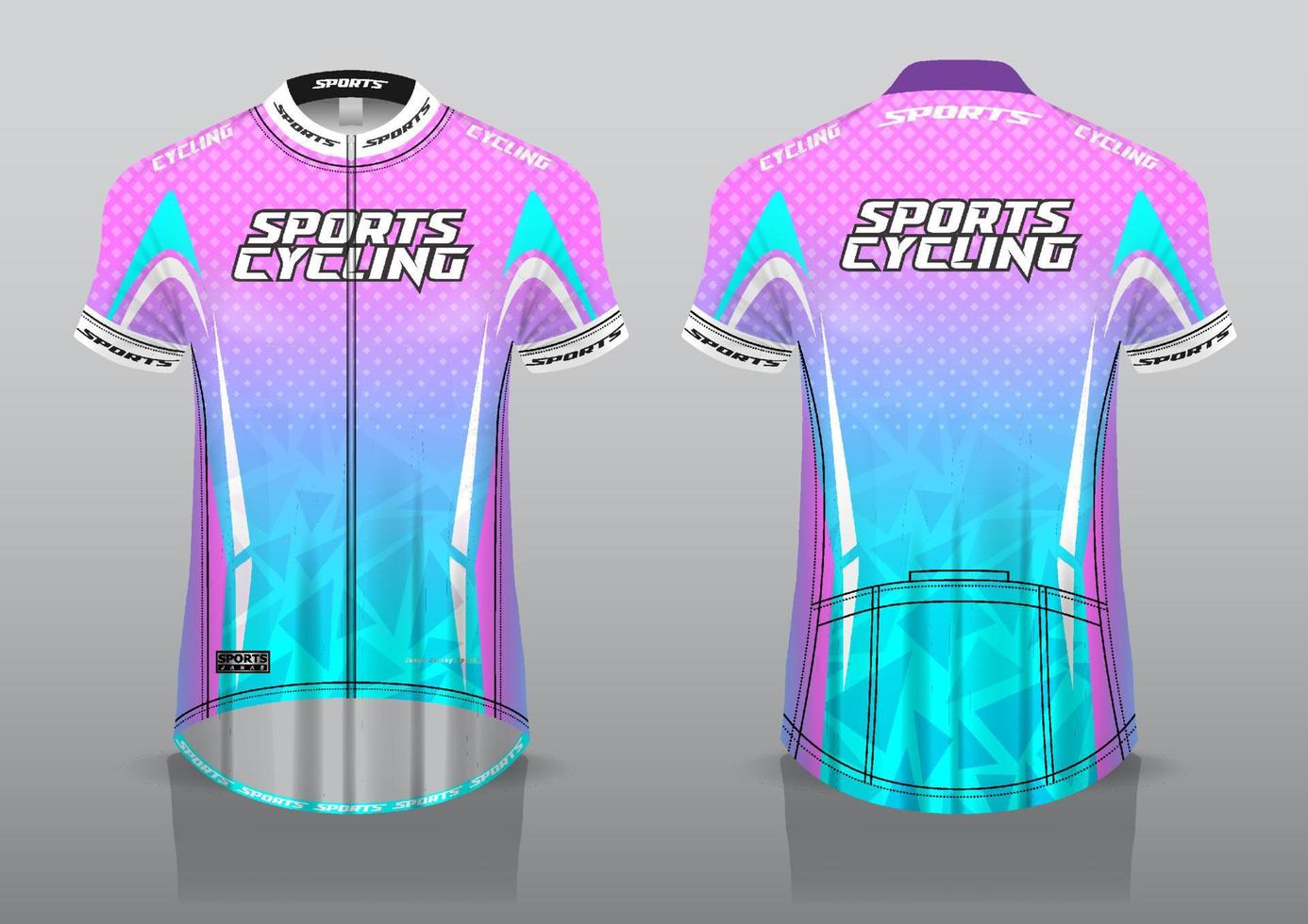 diseño de camiseta para ciclismo, vista frontal y posterior, y fácil de editar e imprimir en tela, ropa deportiva para equipos ciclistas vector