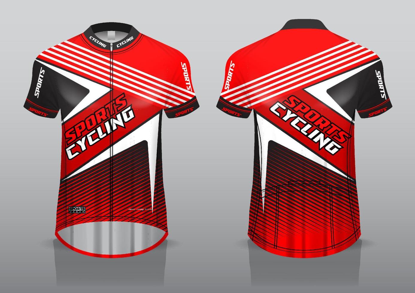 diseño de camiseta para ciclismo, vista frontal y posterior, y fácil de editar e imprimir en tela, ropa deportiva para equipos ciclistas vector