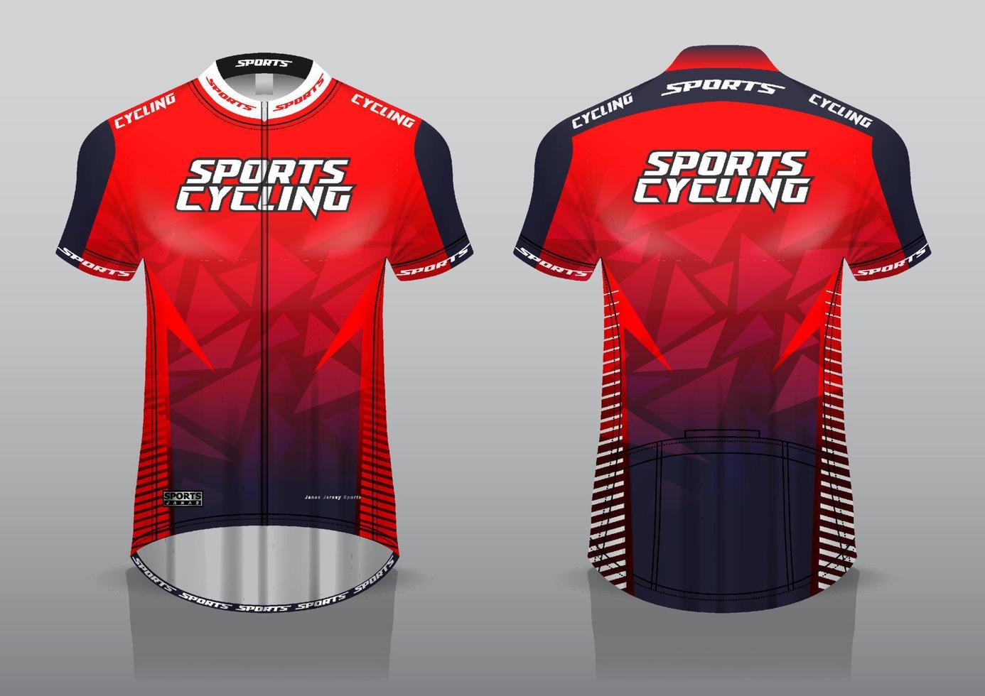 diseño de camiseta para ciclismo, vista frontal y posterior, y fácil de editar e imprimir en tela, ropa deportiva para equipos ciclistas vector