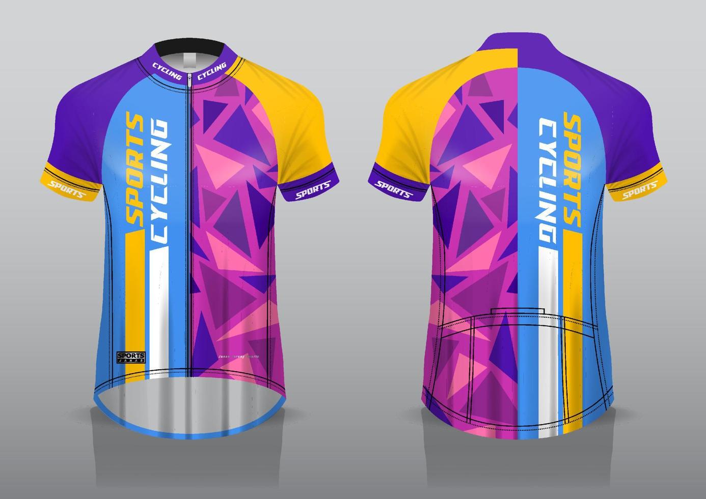jersey design for cycling, front and back view, and easy to edit and print on fabric, sportswear for cycling teams vector