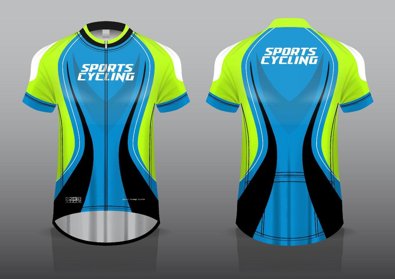 diseño de camiseta para ciclismo, vista frontal y posterior, uniforme elegante y fácil de editar e imprimir, uniforme del equipo de ciclismo vector