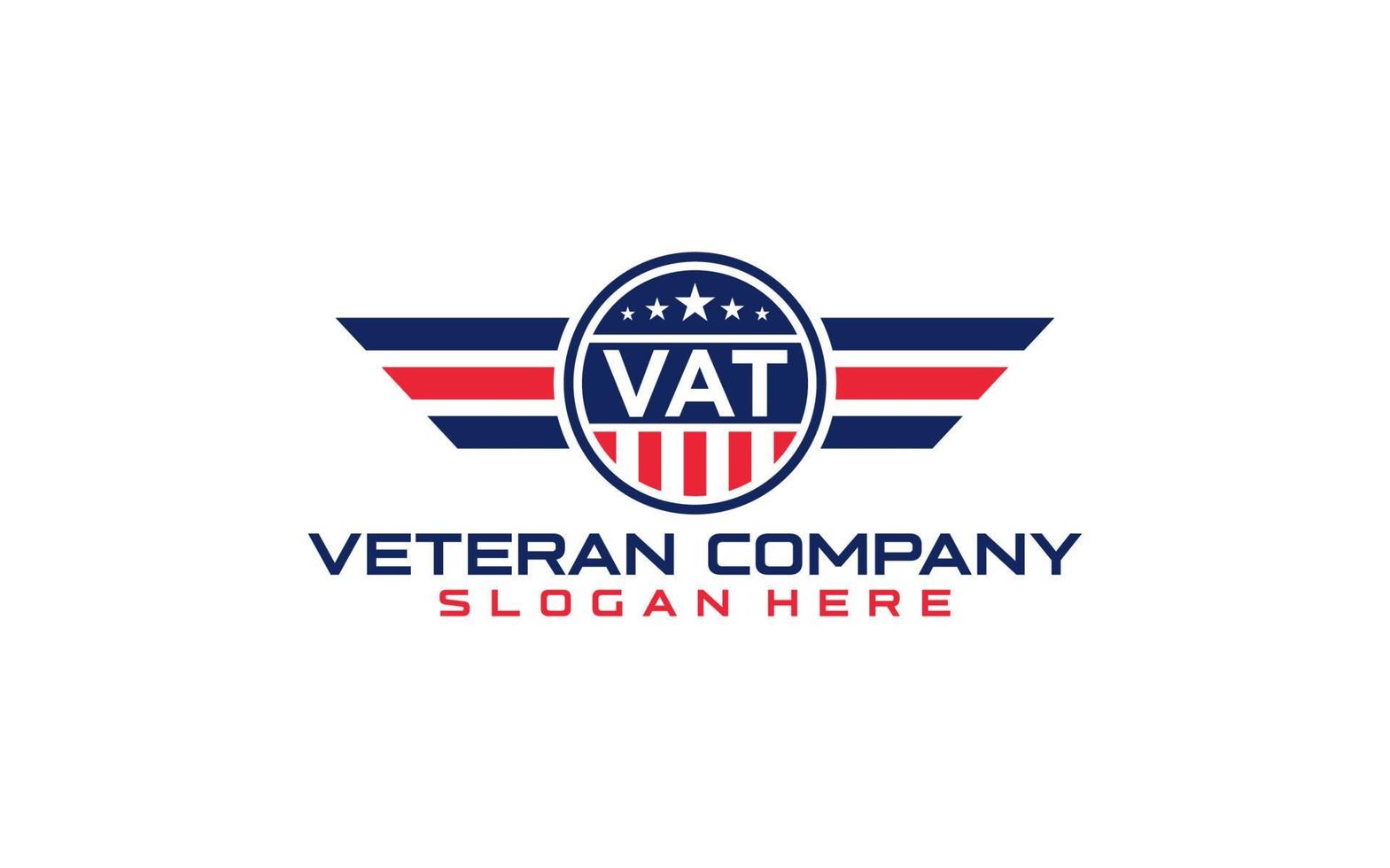 veterans patriot Flag Emblem Wings logo design vector