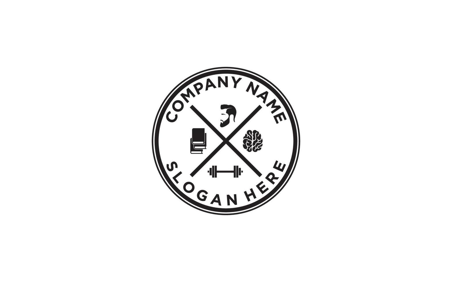 Creative People logo with book, barbell, and brain vector