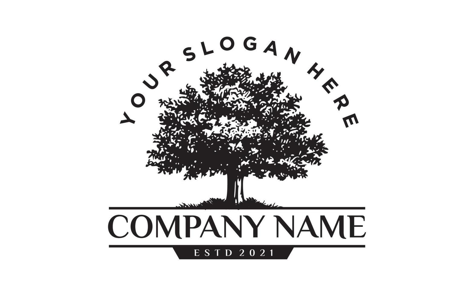 Vintage oak Maple Tree service logo design vector