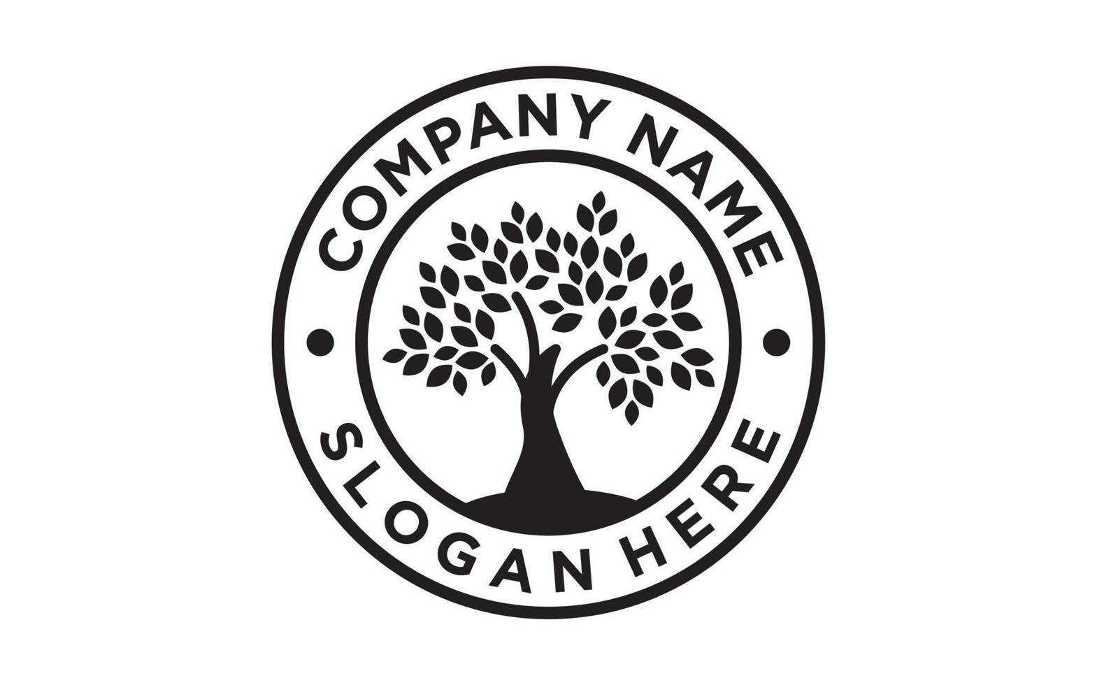 Tree Stamp Seal Emblem Oak Banyan Maple logo vector design