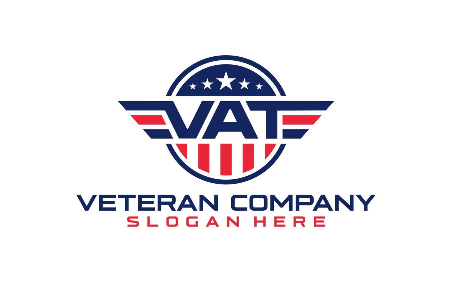 veterans patriot Flag Emblem Wings logo design vector