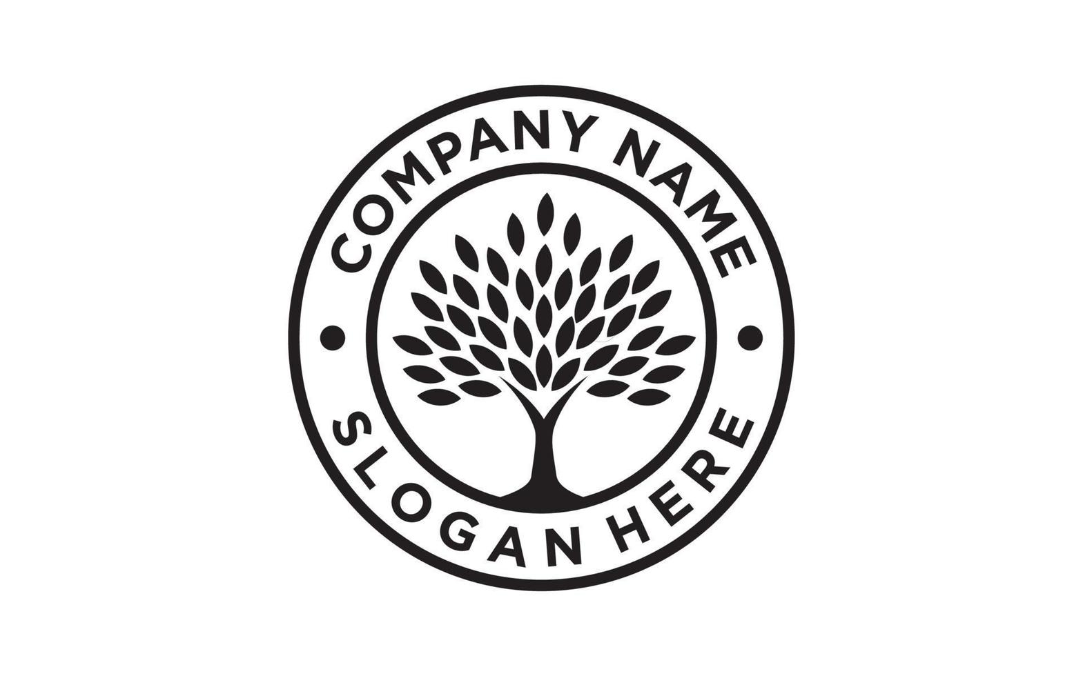 Tree Stamp Seal Emblem Oak Banyan Maple logo vector design