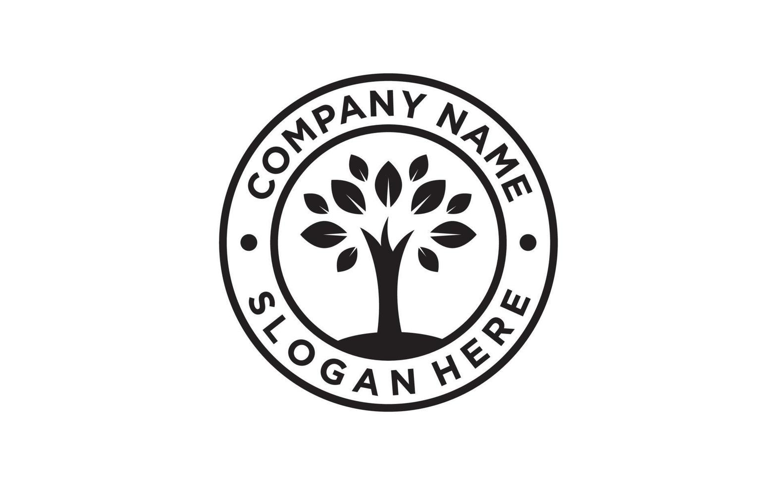 Tree Stamp Seal Emblem Oak Banyan Maple logo vector design